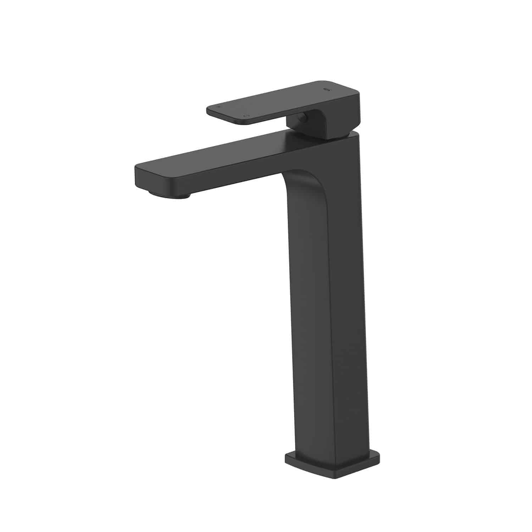Greens Swept Tower Basin Mixer Pvd Matte Black