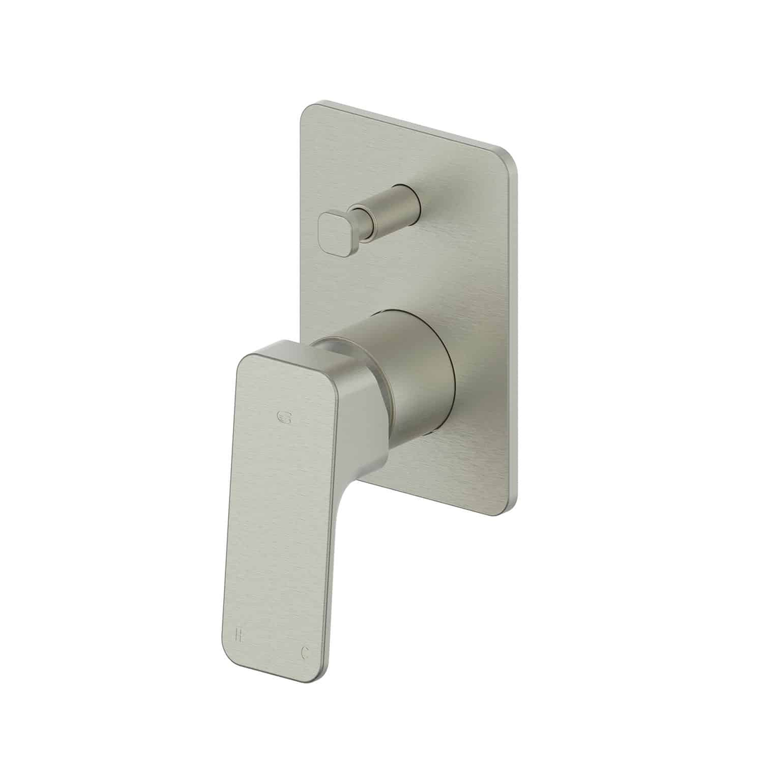 Greens Swept Diverter Shower Mixer Brushed Nickel 82Mm X 120Mm Wall Plate
