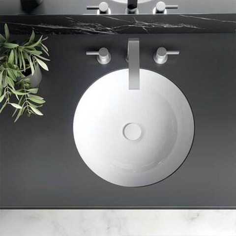V+A Kaali 48 Undercounter Basin With Internal Overflow Quarrycast White