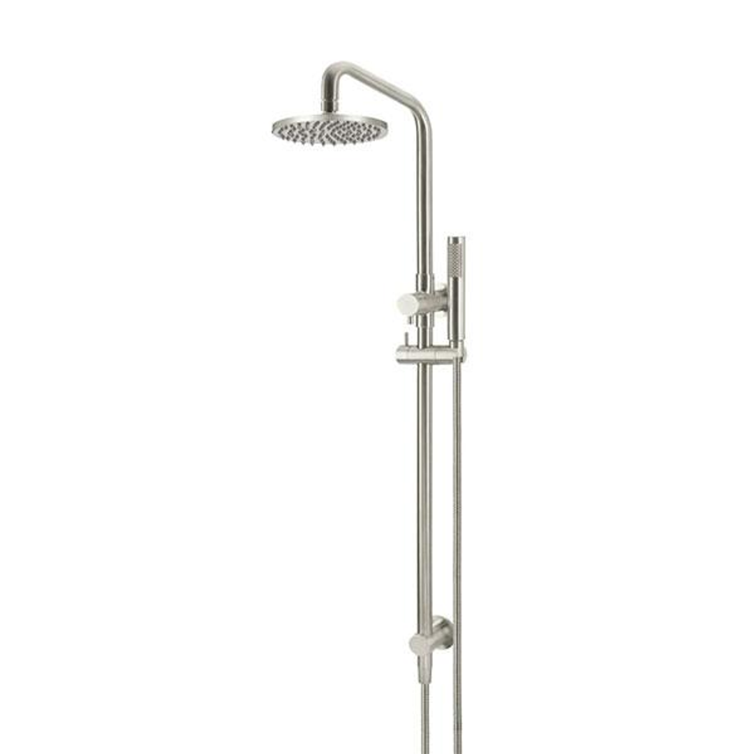 Meir Round Combination Shower Rail 200mm Rose & Hand Shower Brushed Nickel