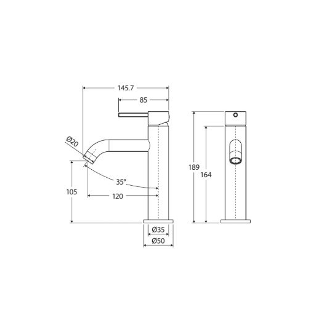 Fienza Kaya Basin Mixer - Urban Brass