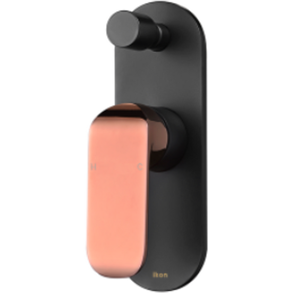 Bella Vista Kara Wall Mixer/Divt Matte Black And Rose Gold