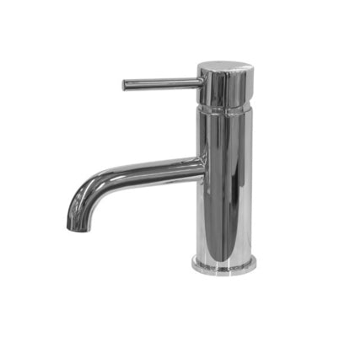 Milan Round Pin Lever 'Curved Spout' Basin Mixer