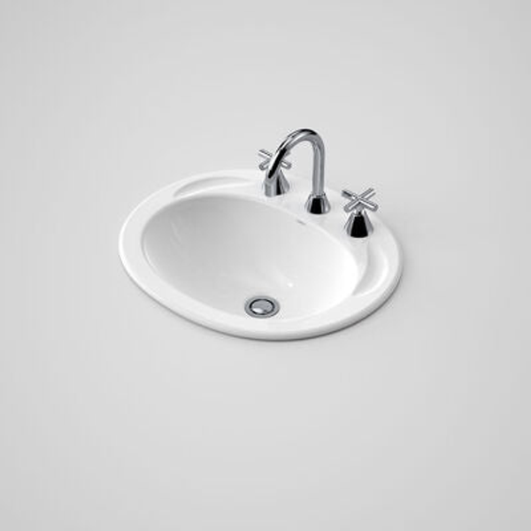 Caroma Concorde 500 Vanity Basin White 3 Tap Hole