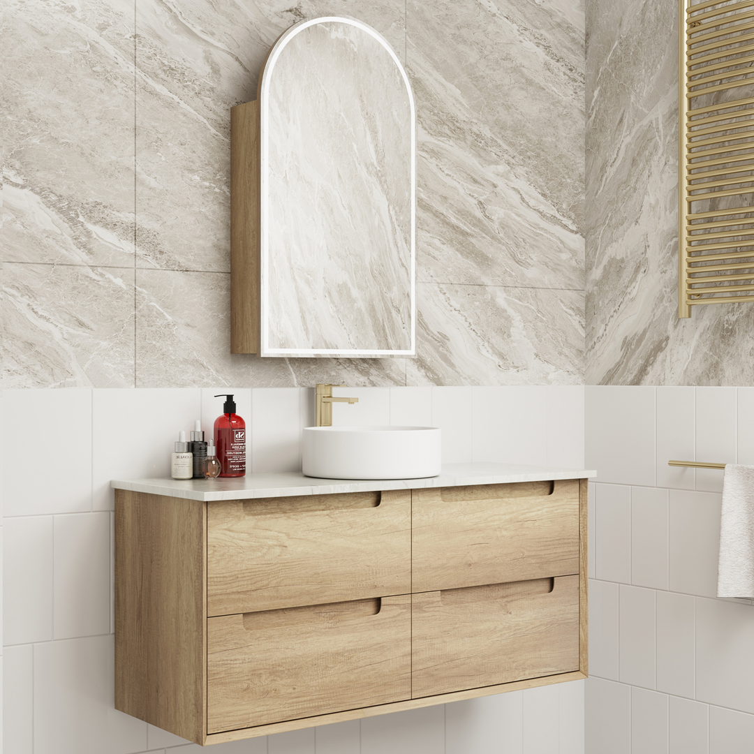 Aulic Moreno Finger Pull Cabinet 1200*460*560Mm With Pure Stone Top With Undermount Basin