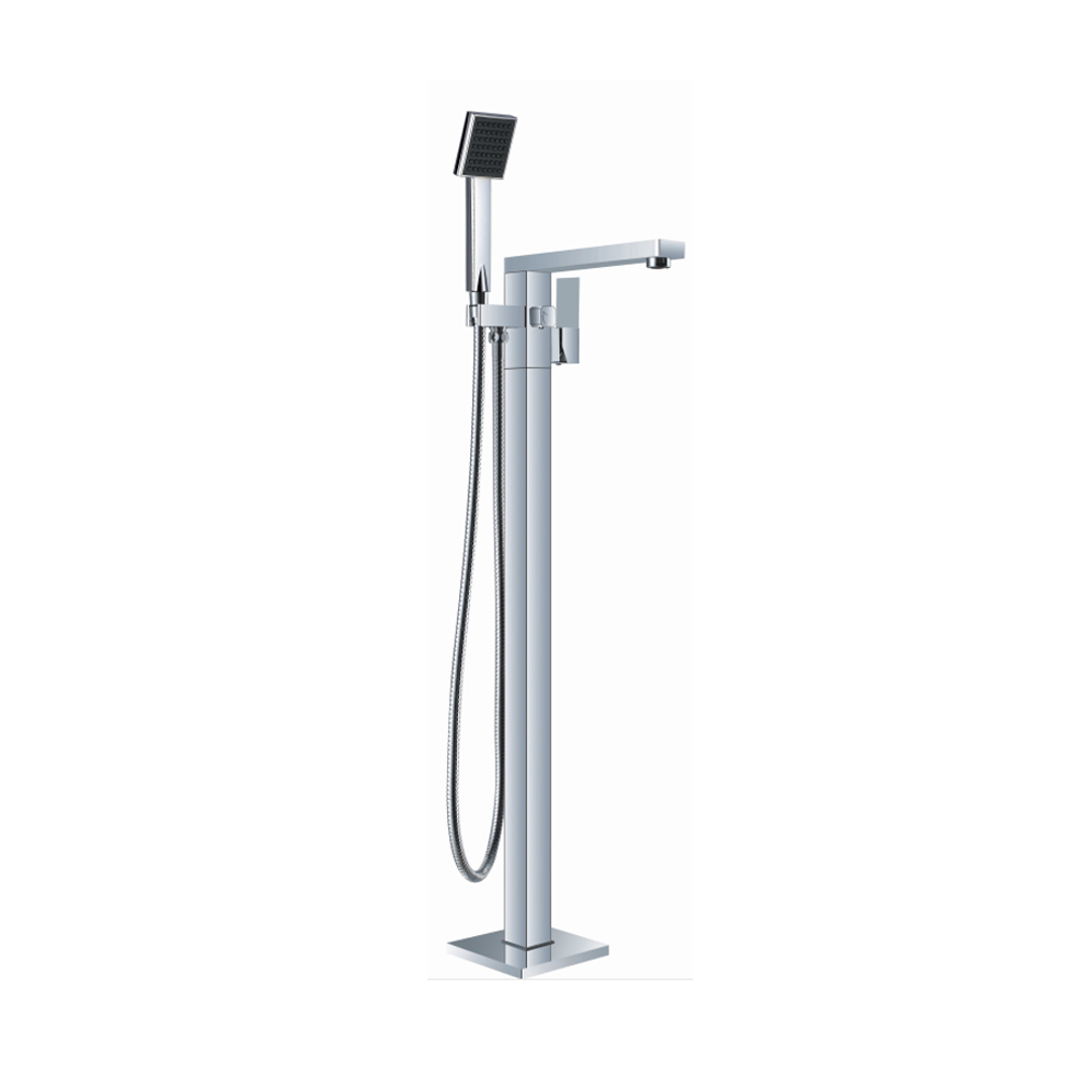 Nero Vibe Square Floormount Mixer With Handshower - Chrome