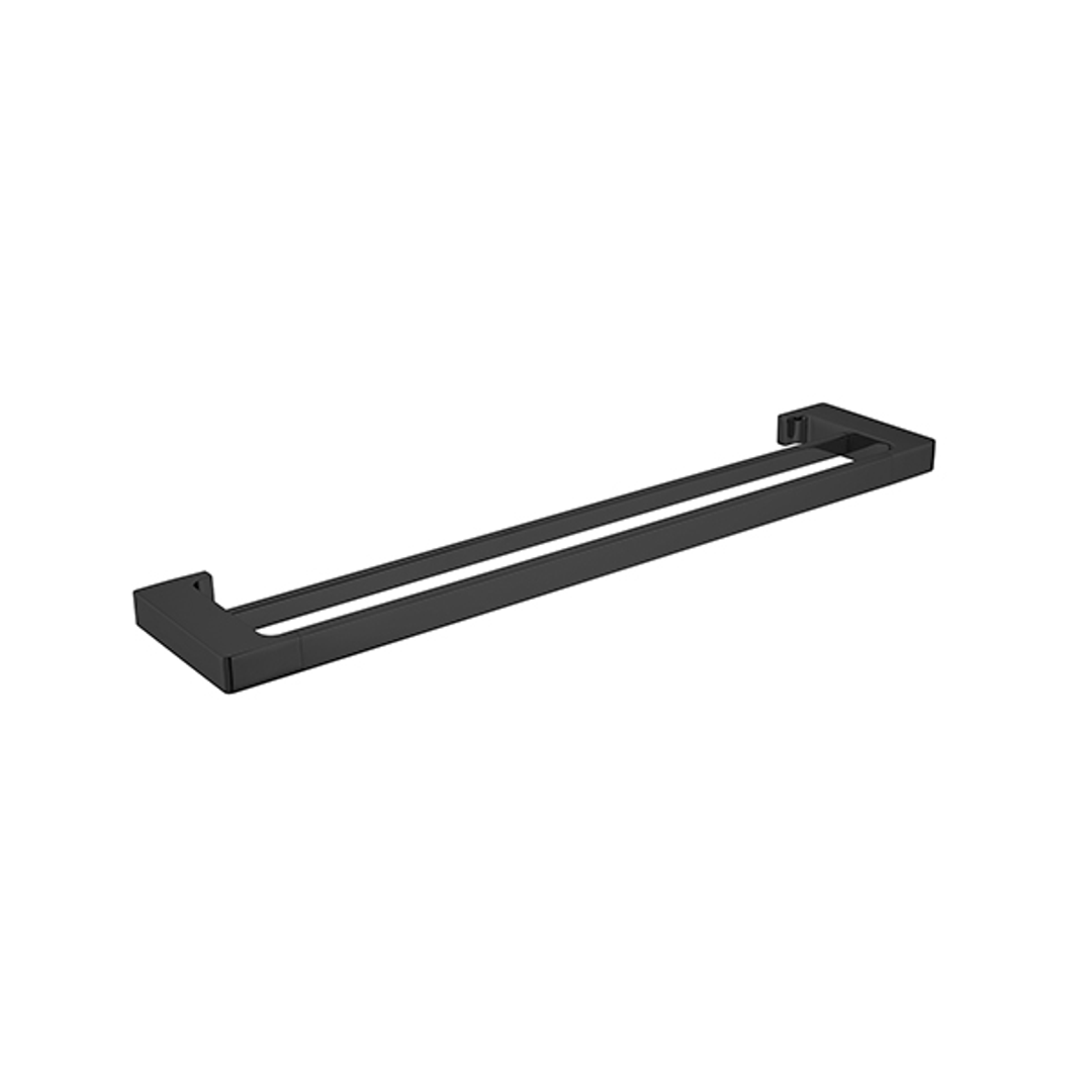 Nero Pearl/Vitra Double Towel Rail 600mm - Matt Black