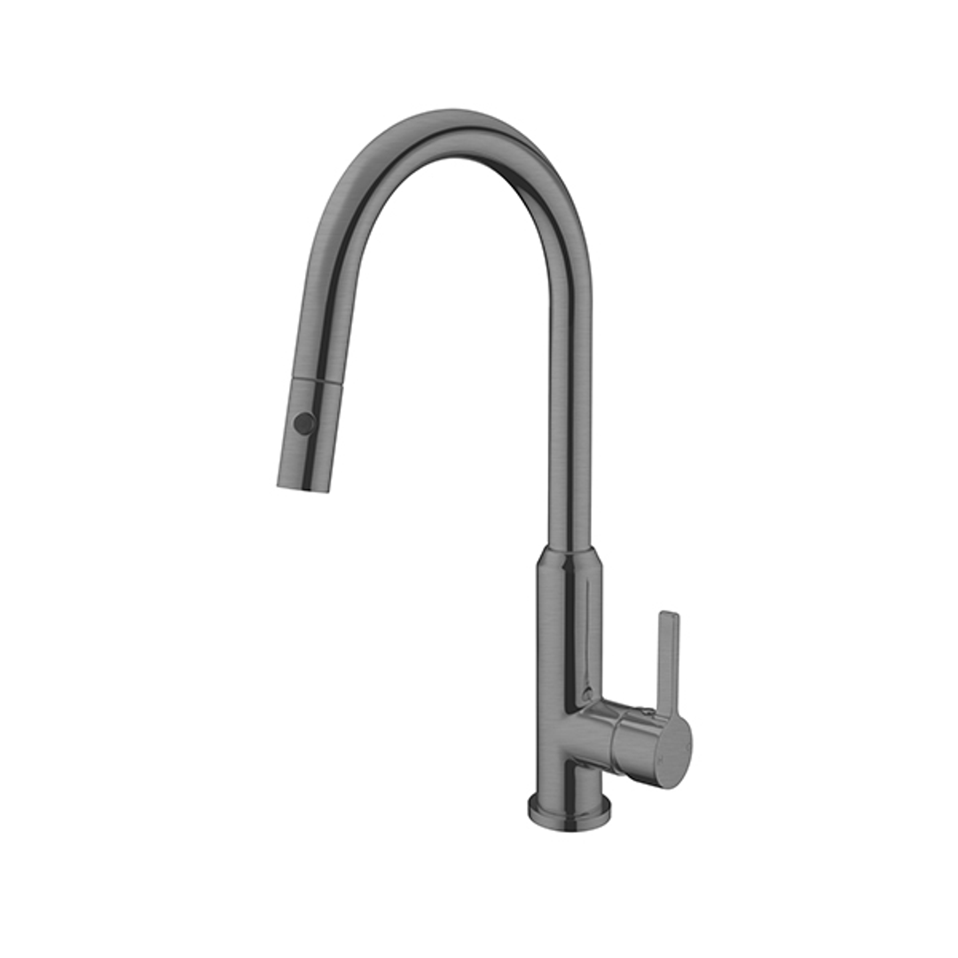 Nero Pearl Pull Out Sink Mixer With Vegie Spray Function Gun Metal