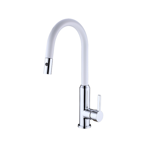 Nero Pearl Pull Out Sink Mixer With Vegie Spray Function White
