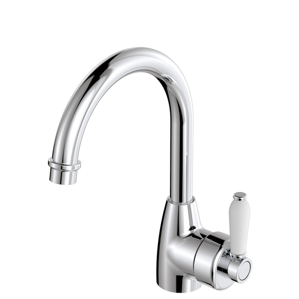 Fienza Eleanor Gooseneck Basin Mixer W/Porc Handle Chrome
