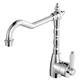 Fienza Eleanor Shepherds Crook Kitchen Sink Mixer C/P White Ceramic Handle