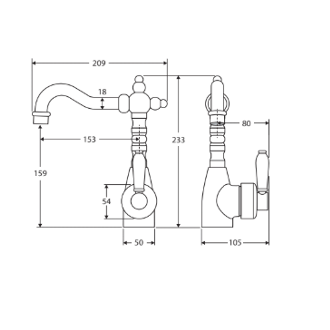 Fienza Eleanor Shepherds Crook Basin Mixer - Brushed Nickel/Brushed Nickel