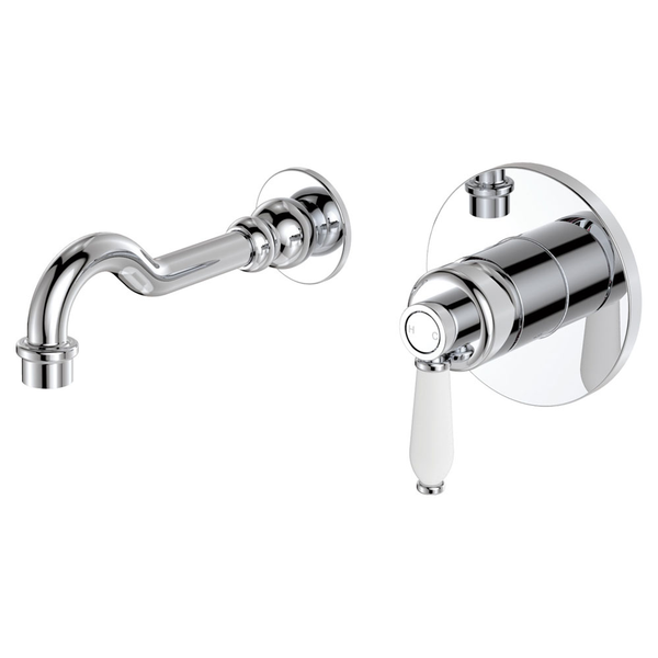 Fienza Eleanor Wall Basin/Bath Mixer Set Chrome / Ceramic