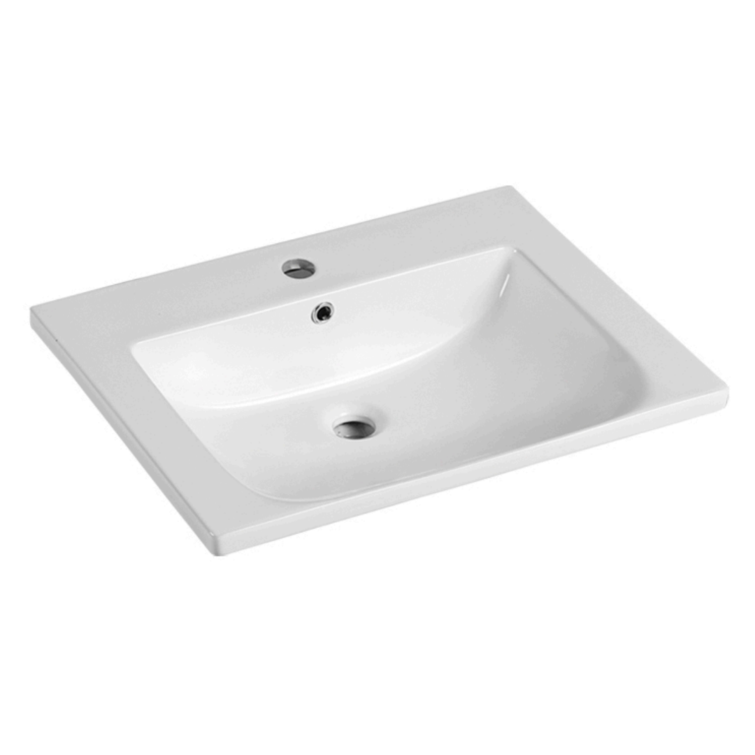 Bnk Naga Ceramic Vanity Top Soft Square Bowl Gloss White 1 Tap Hole 600X460X165Mm Pb 05060