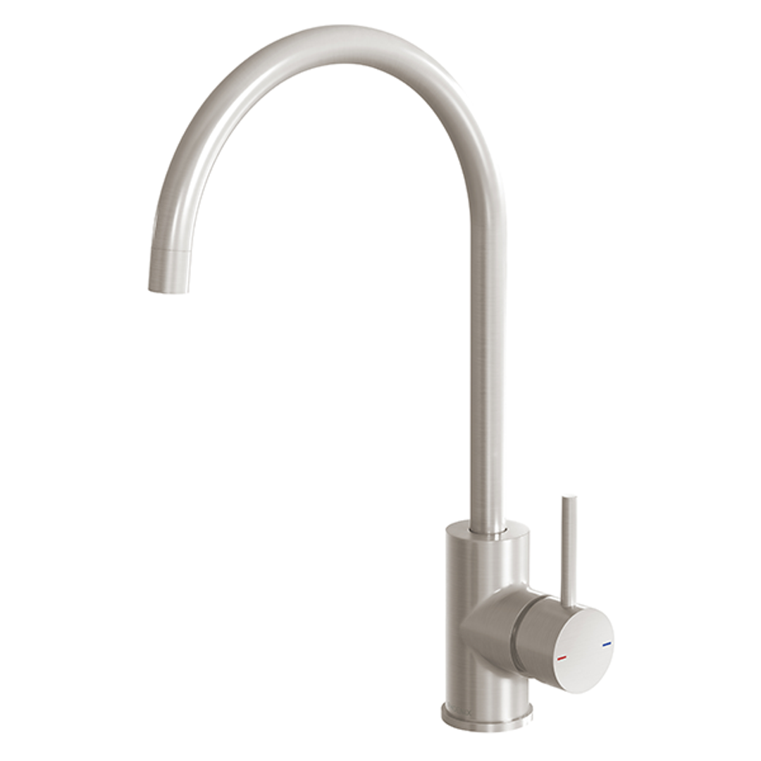 Phoenix Pina Sink Mixer 200mm Gooseneck Brushed Nickel