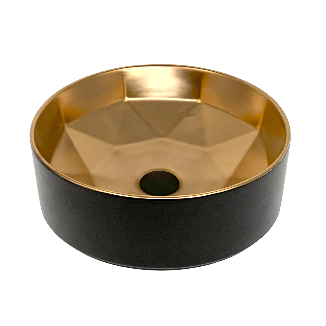 OTTI STARZ MATT GOLD ROUND BASIN NTH GOLD MATCHING BLACK GLAZING FINE CERAMIC 400X400X140