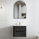 Otti Byron 600X460X550 Wall Hung Black Oak Plywood Vanity With Slimline Ceramic Top