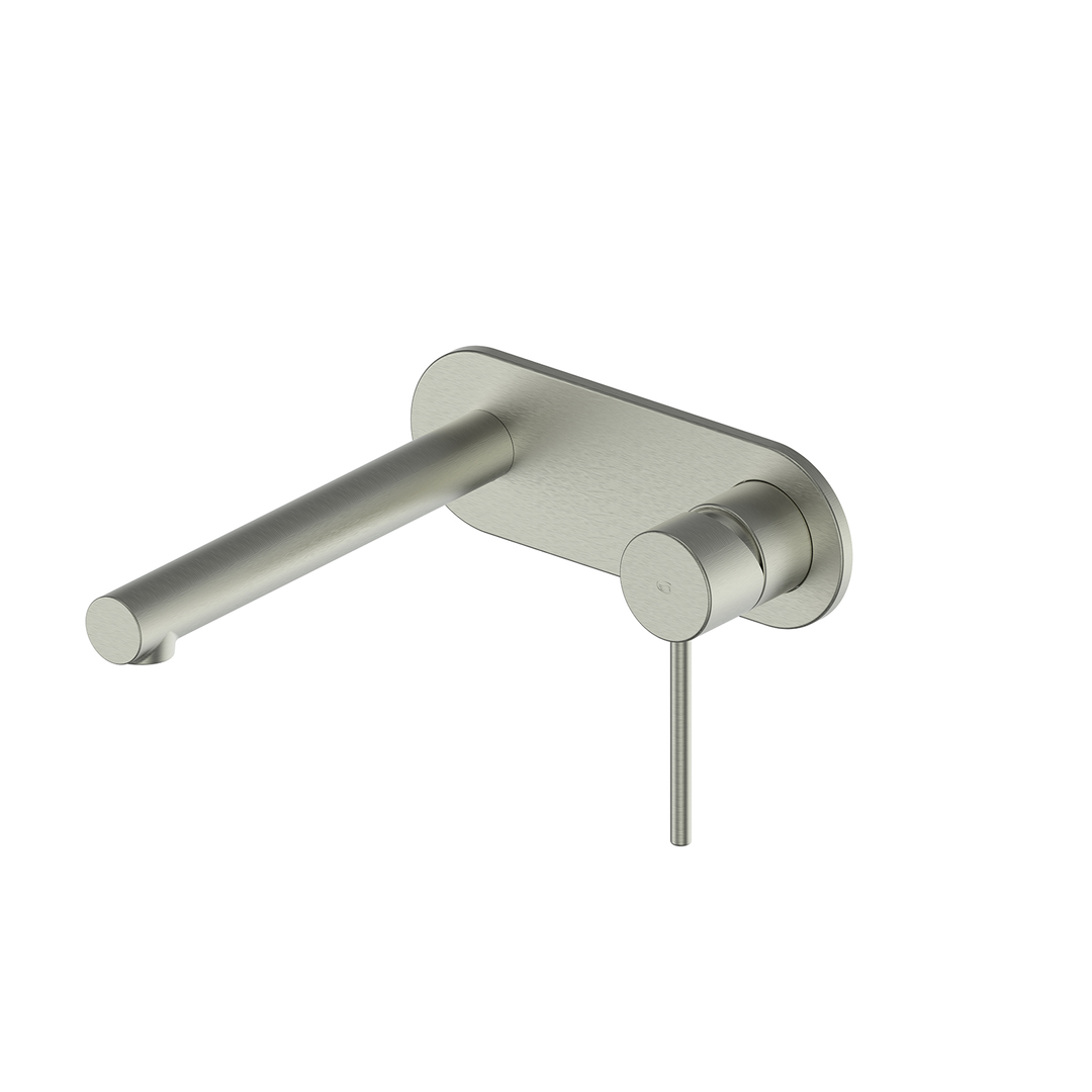 Greens Maci Wall Basin Mixer With Plate Brushed Nickel