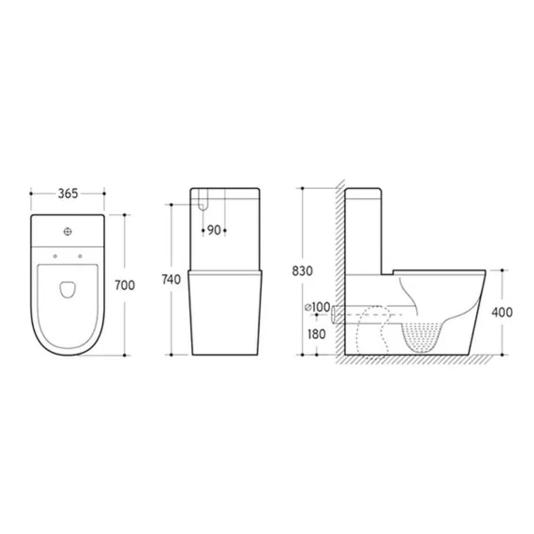 Aurora Spice Back To Wall Toilet Suite Bottom/Back Inlet White