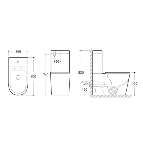 Aurora Spice Back To Wall Toilet Suite Bottom/Back Inlet White