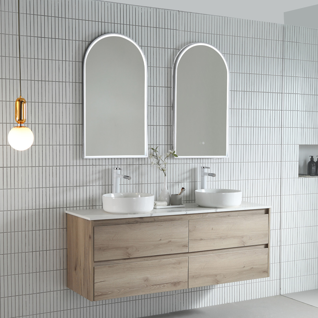 Remer Arch 500D Matt Black Led Mirror 510H X 910W X 40D