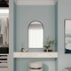 Remer Modern Arch Georgian Metal Framed Mirror With Mirage Magnifier
