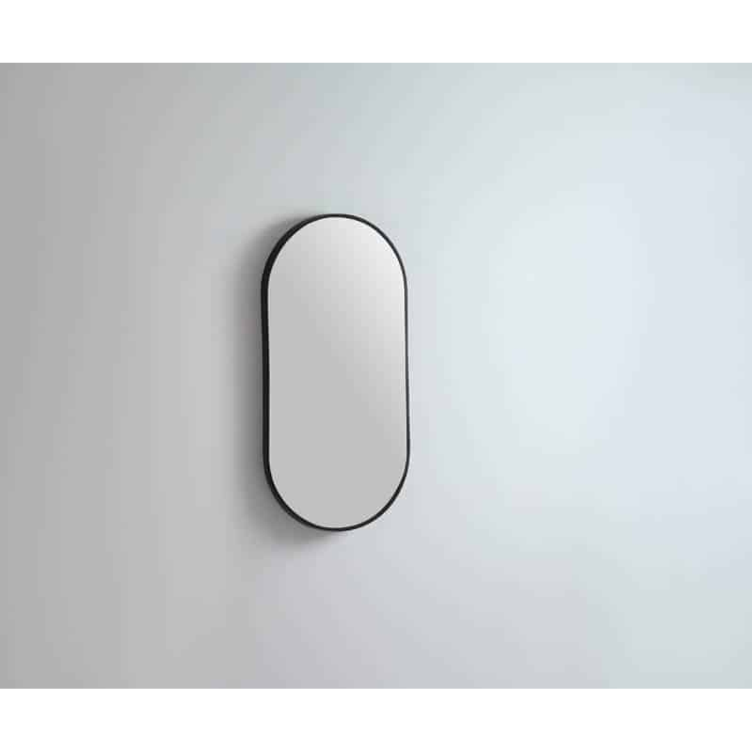 Remer Modern Oblong 460X910 Manhattan Black Framed Mirror With Mirage Magnifier