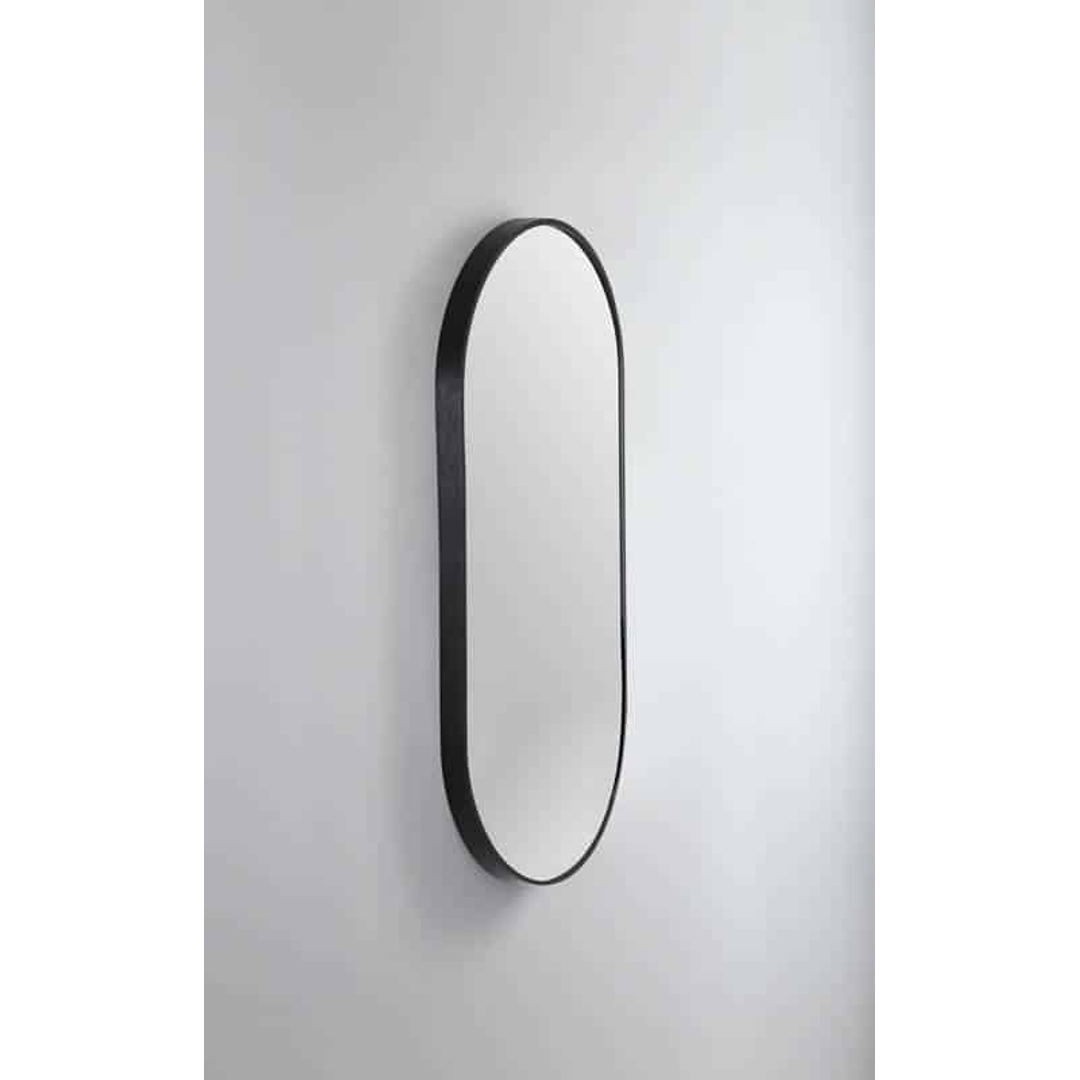 Remer Modern Oblong 460X1210 Manhattan Black Framed Mirror With Mirage Magnifier