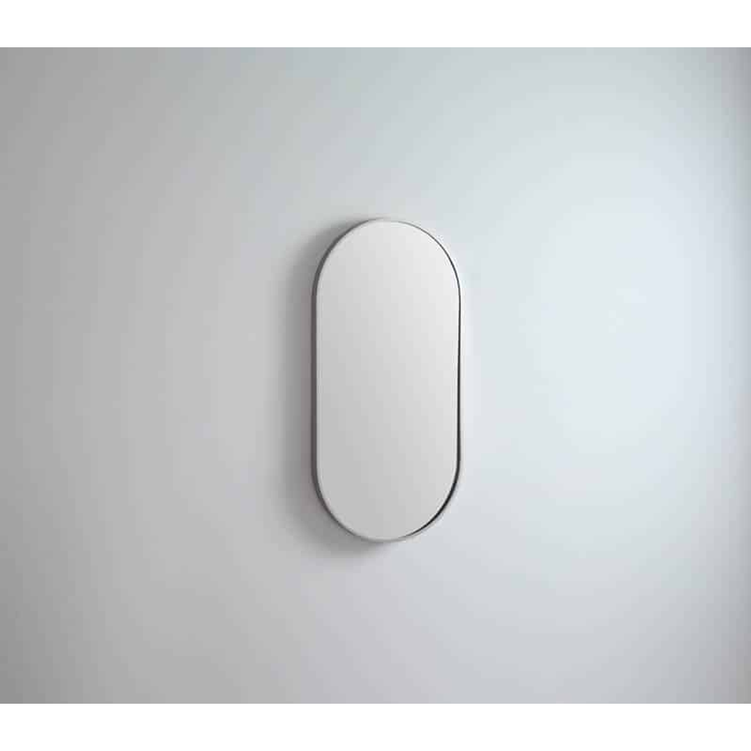 Remer Modern Oblong 460X910 Brits Nickel Framed Mirror With Mirage Magnifier