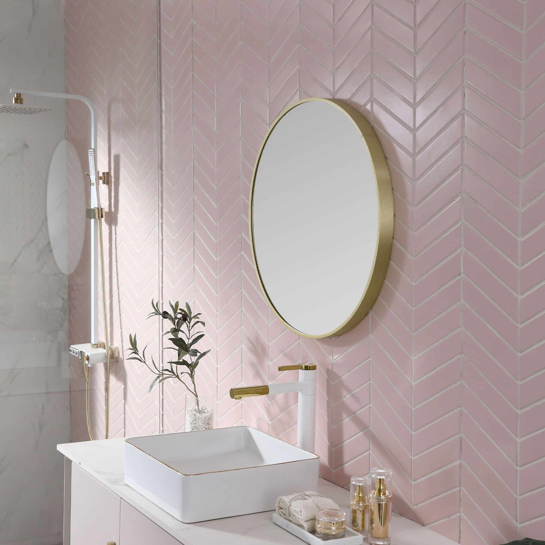 Remer Modern Round 610X610 Baltic Brass Framed Mirror With Mirage Magnifier