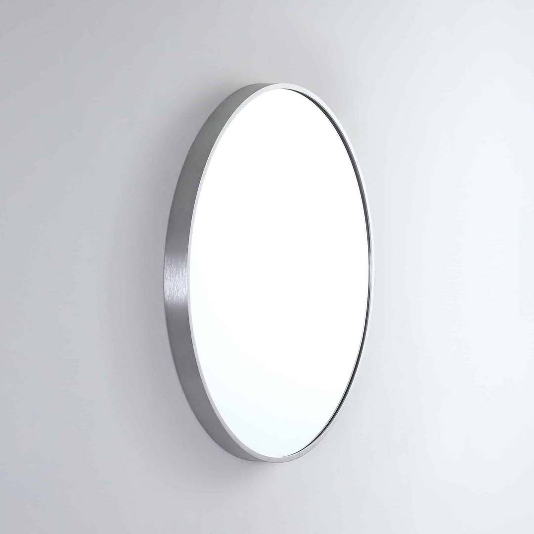 Remer Modern Round 610X610 Brits Nickel Framed Mirror With Mirage Magnifier