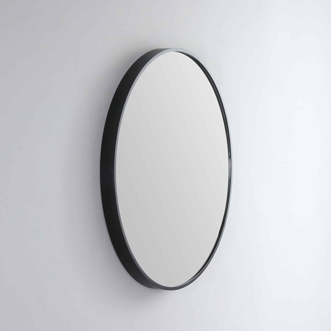 Remer Modern Round 810X810 Manhattan Black Framed Mirror With Mirage Magnifier