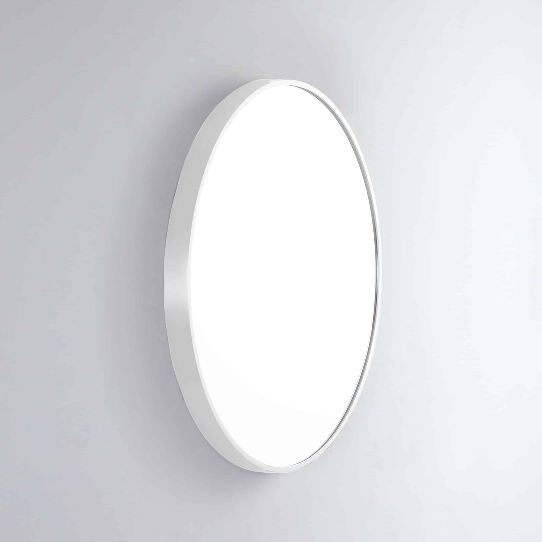 Remer Modern Round 610X610 Milano White Framed Mirror With Mirage Magnifier