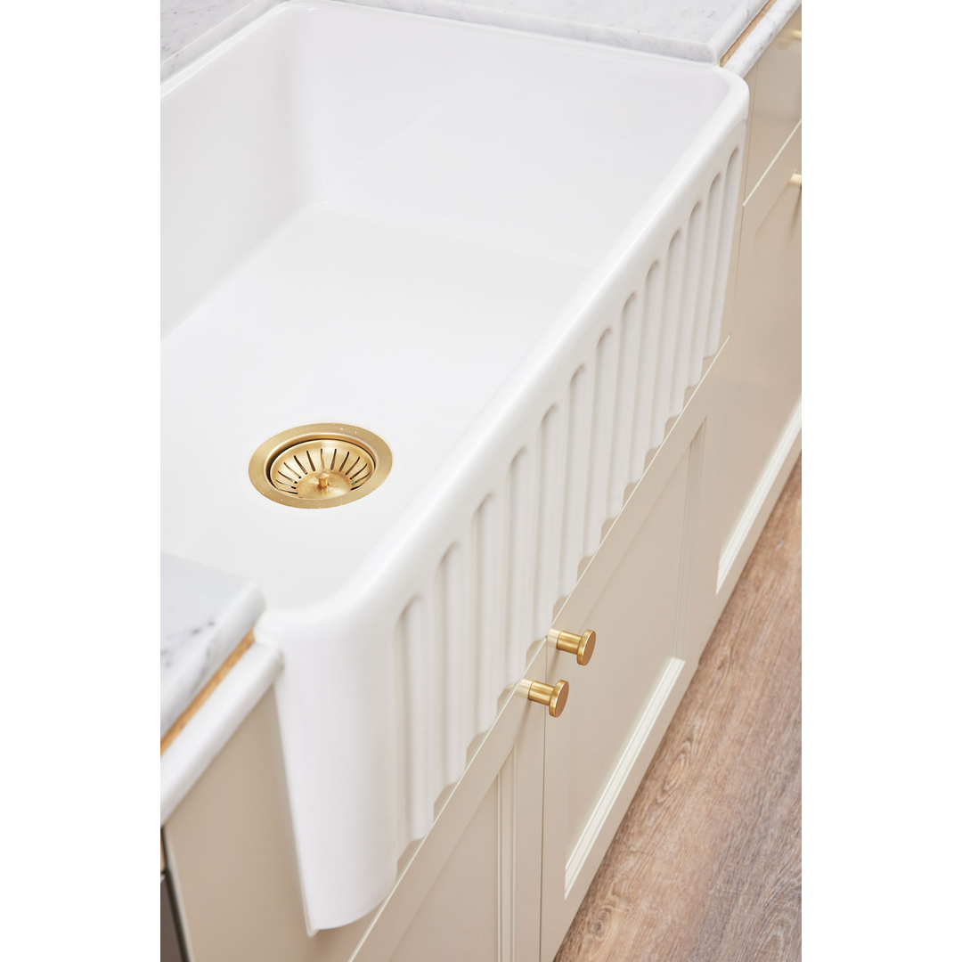 T&H Novi 76 X 46 Fine Fireclay Butler Sink Double Sided Flat & Ribbed Front