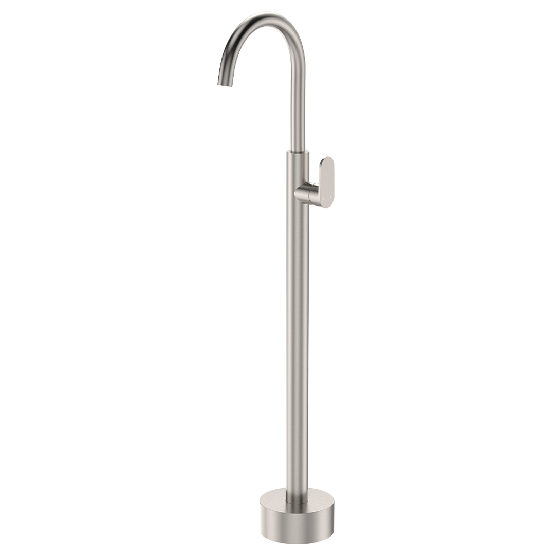 Fienza Empire Slim Floor Mounted Basin/Bath Mixer Brushed Nickel Lf