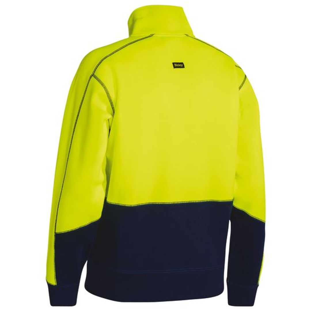 Bisley Hi Vis Fleece 1/4 Zip Pullover Yellow/Navy