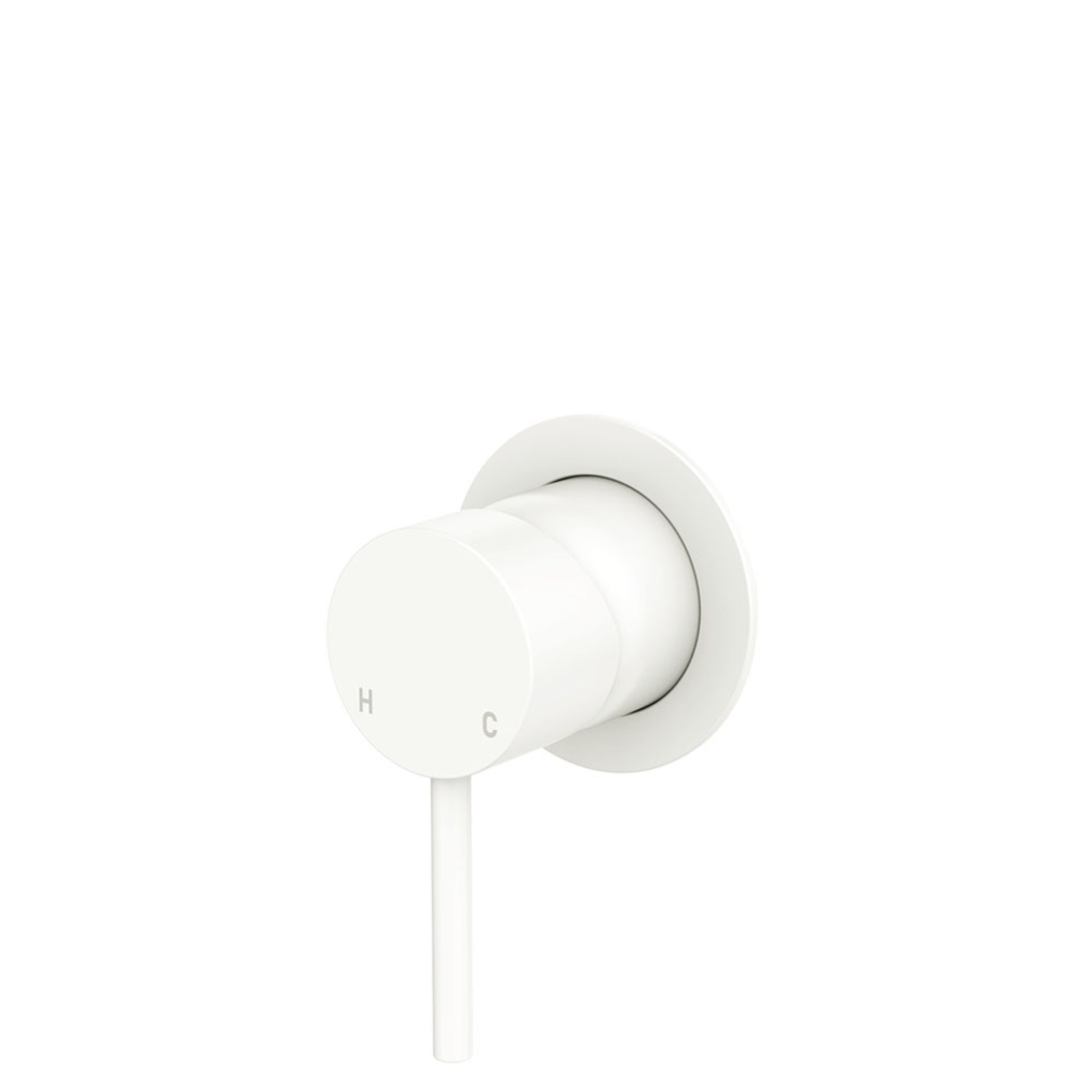 Fienza Kaya Matte White Wall Mixer Small Round Plate Lf Sus304