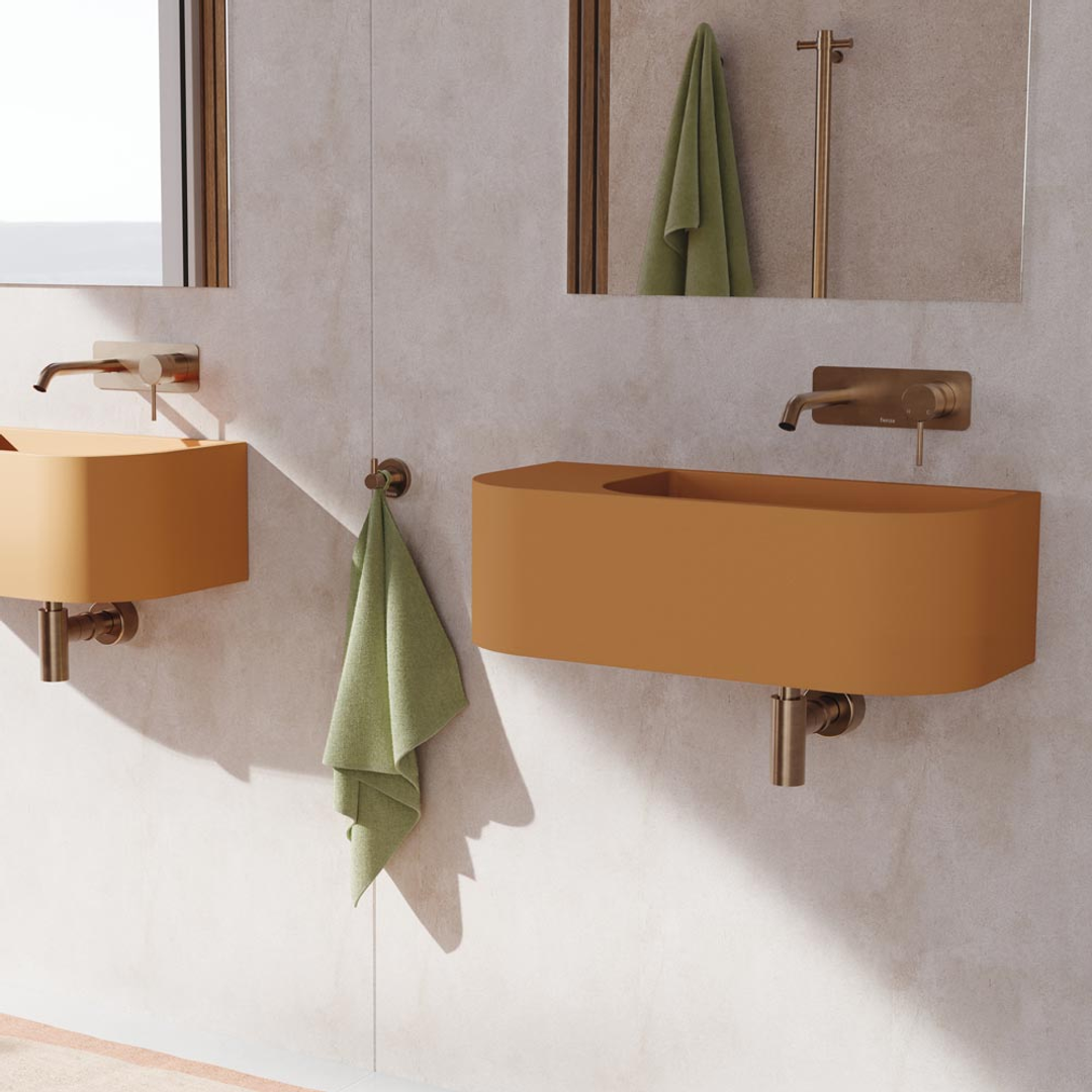 Fienza Kaya Basin/Bath Wall Mixer 160Mm Outlet Set Brushed Copper