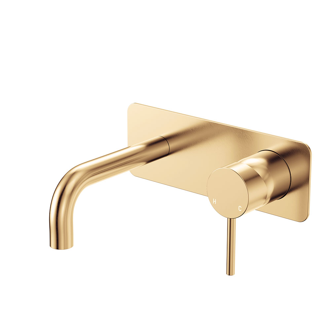 Fienza Kaya Urban Brass Basin/Bath Wall Mixer Set Rectangular Plate 130Mm Outlet Lf Sus304
