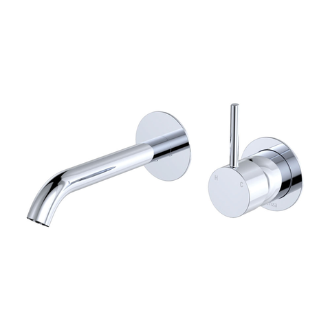 Fienza Kaya Up Basin/Bath Wall Mixer 160mm Outlet Set Round Plates - Chrome/Chrome