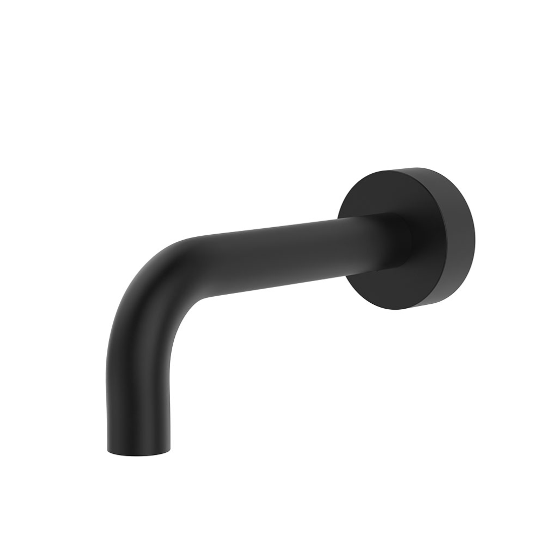 Fienza Kaya Matte Black Wall Basin/Bath 130Mm Outlet Round Plate Lf Sus304