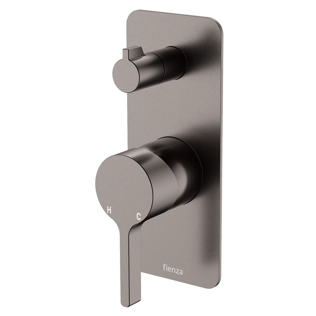 FIENZA SANSA DIVERTER MIXER GUN METAL SOFT SQUARE PLATE