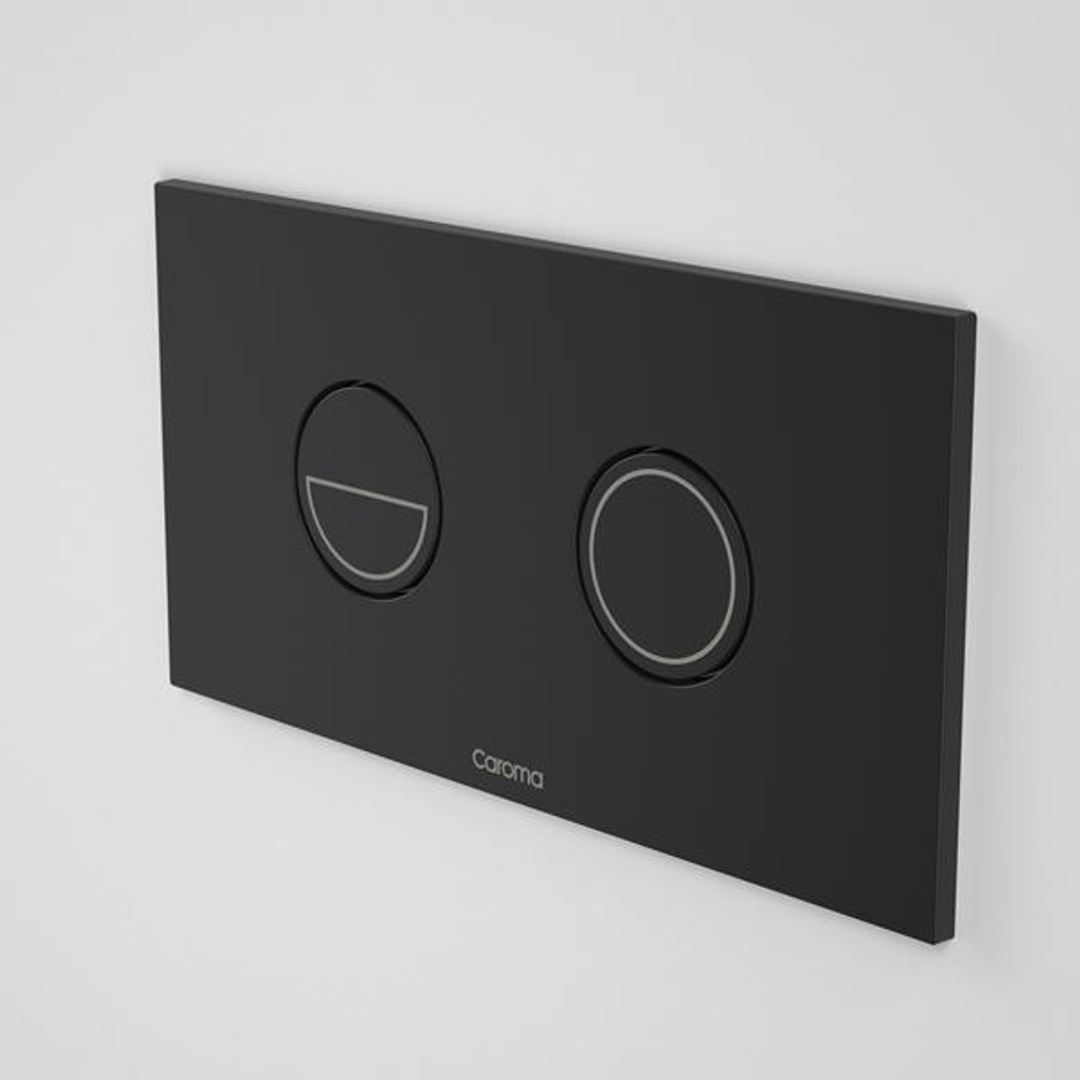 Caroma Invisi Series II Round Dual Flush Metal Plate & Buttons Metallic - Matte Black
