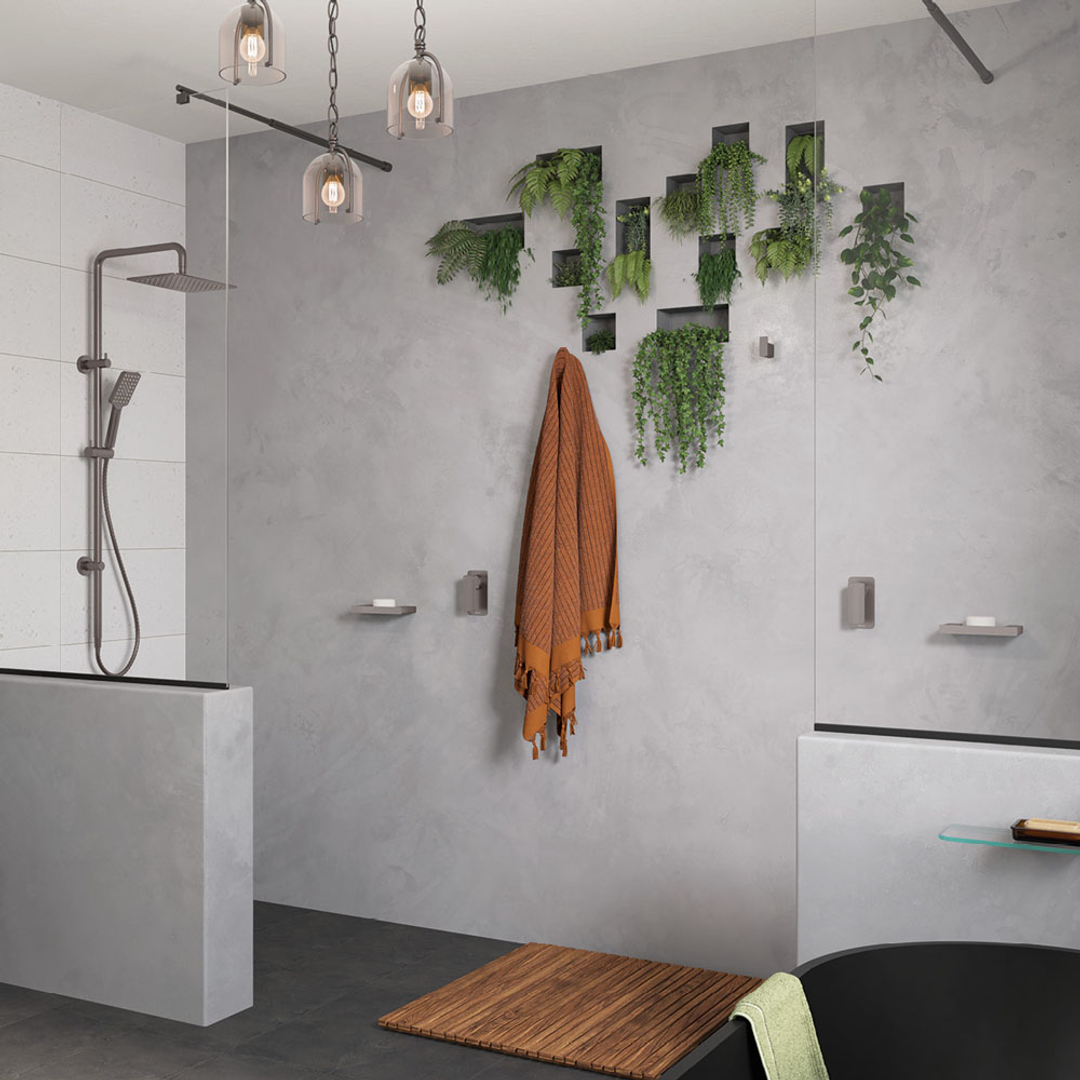 Fienza Tono Wall Mixer Large Square Plate Gun Metal