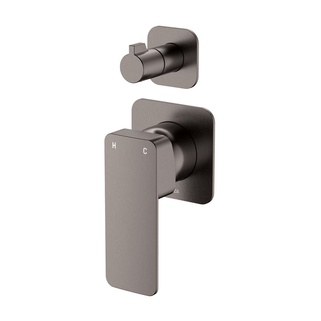 Fienza Tono Wall Diverter Mixer Dress Kit Small Square Plates Gun Metal Lf Sus304