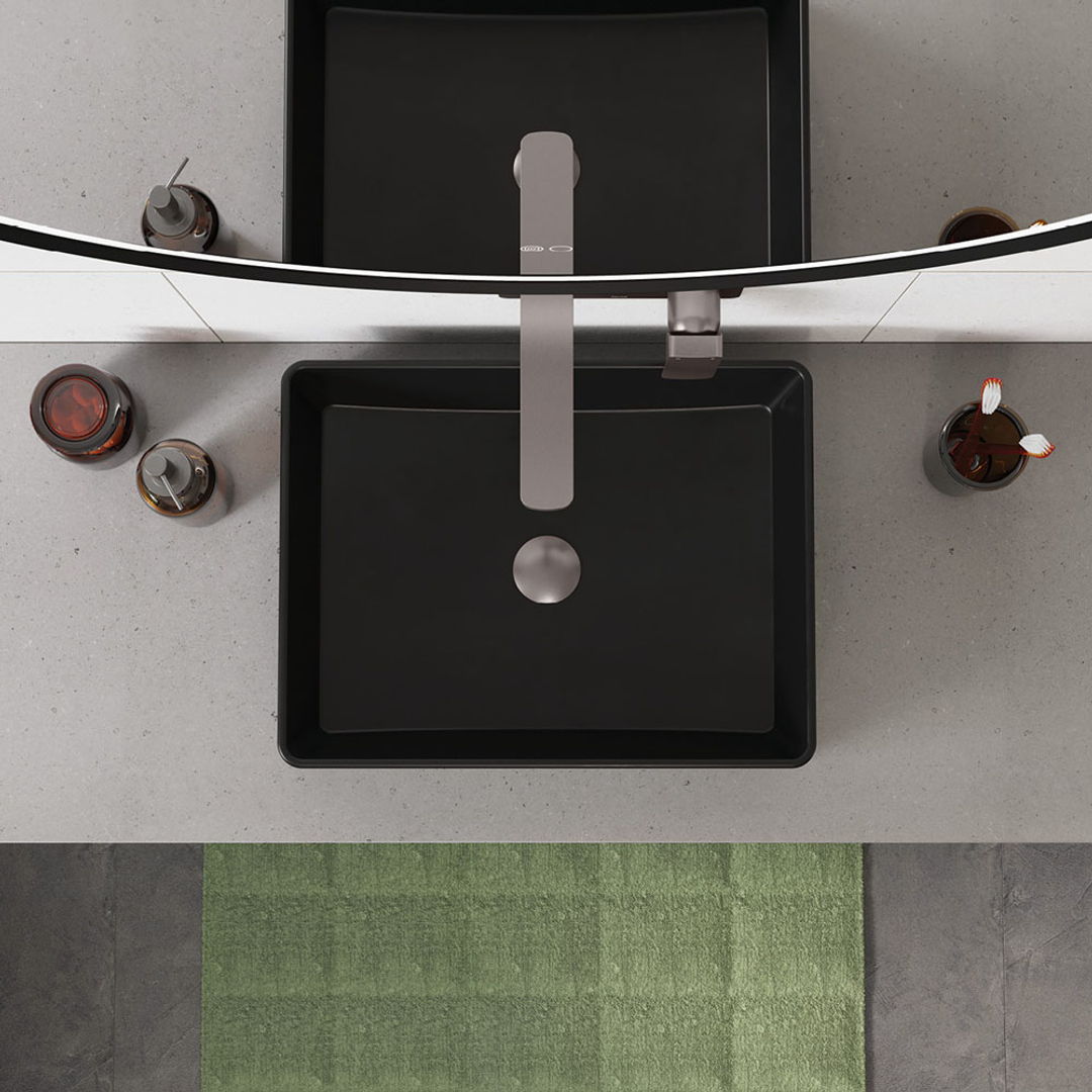 Fienza Tono Basin/Bath Wall Mixer 200mm Outlet Set Large Square Plates Gun Metal