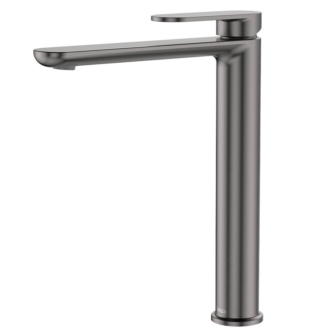 Fienza Empire Slim Tall Basin Mixer Cold Start Gun Metal Lf