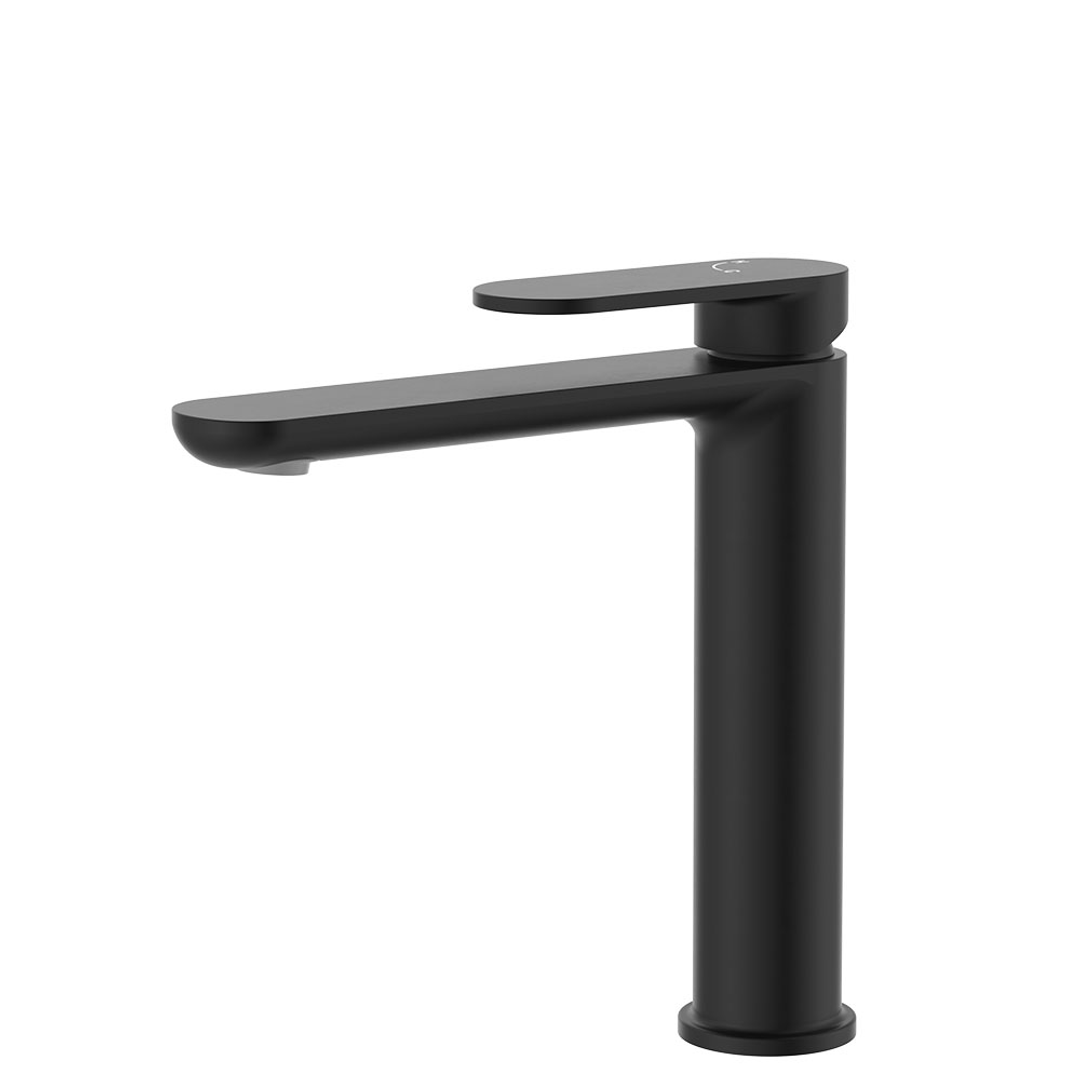 Fienza Empire Slim Medium Basin Mixer Cold Start Matte Black Lf
