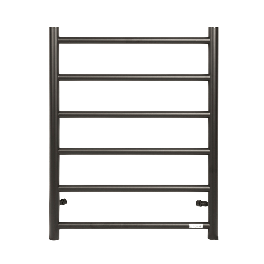 Otti Round Stainless Steel Gun Metal Electric Heated Towel Rack 6 Bars Universal Inlet
