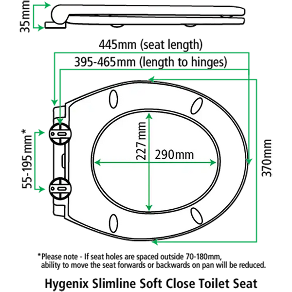 Fix-A-Loo Hygenix Slimline Soft Close Toilet Seat (245359)